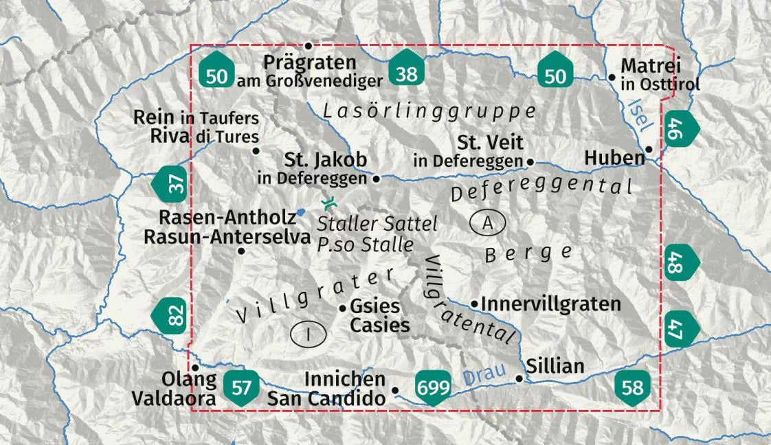 45 Defereggental-Villgratental - Kompass Wanderkarte