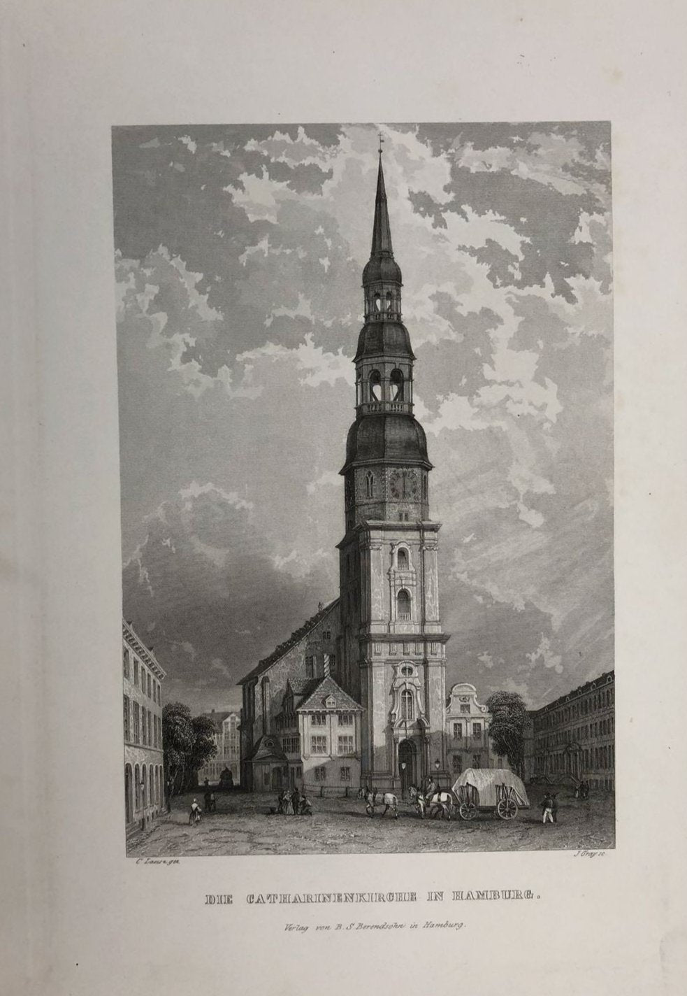 Ansicht von der Catharinenkirche in Hamburg im Jahr 1860 von Carl Martin Laeisz