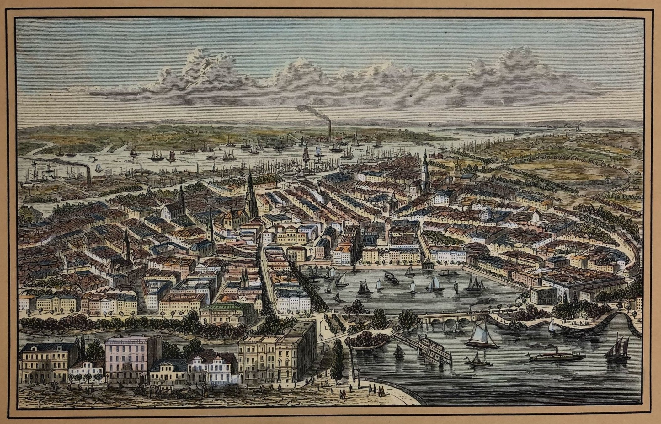 Ansicht von Hamburg um das Jahr 1880 von N.N.