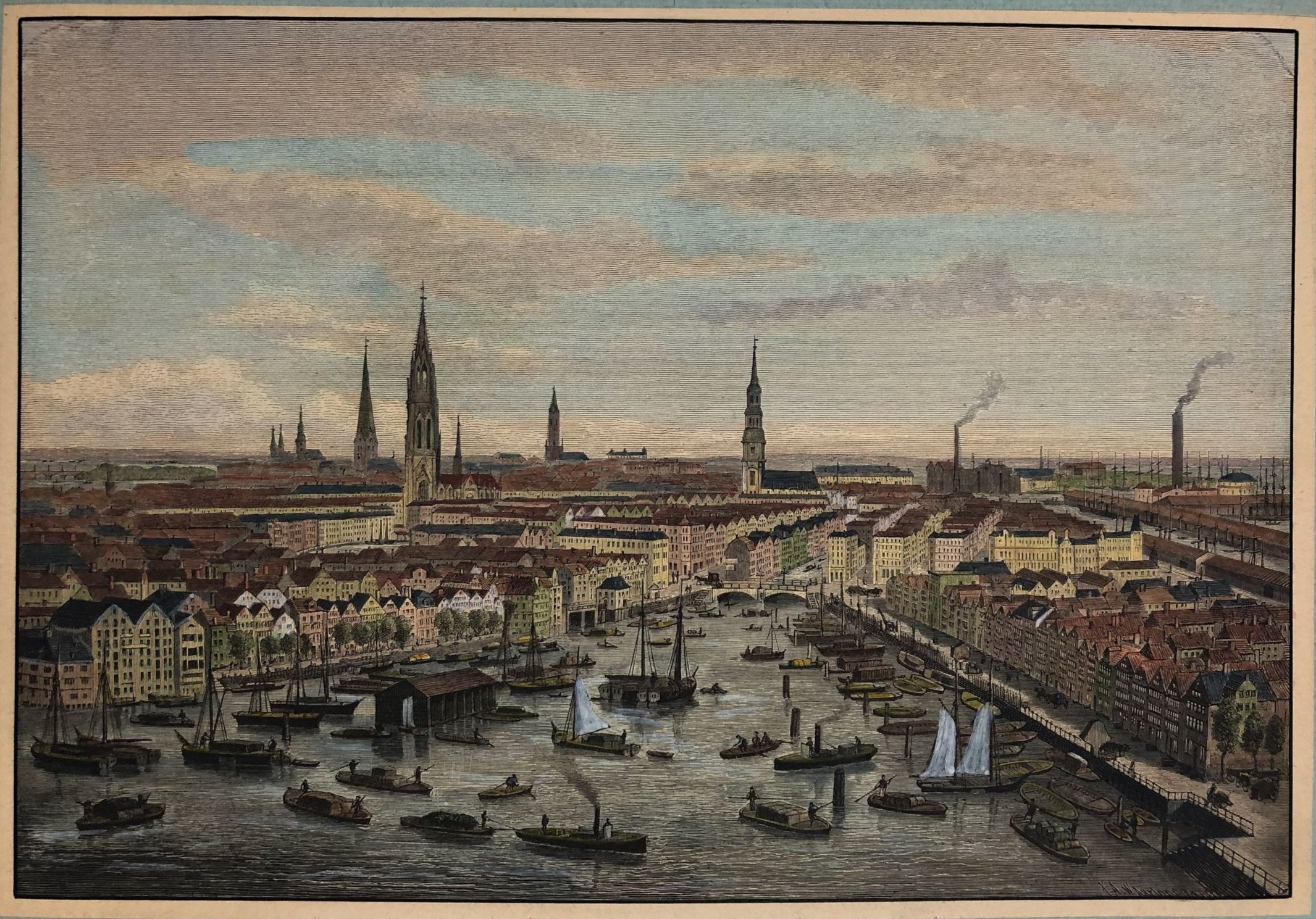 Ansicht von Hamburg im Jahr 1883 von Christian Ludwig Wilhelm Heuer