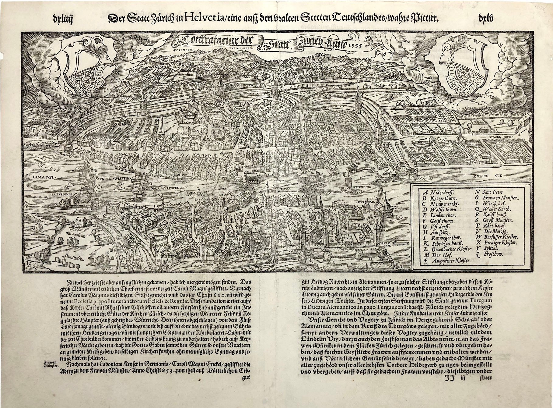 Panorama von Zürich in der Zeit um 1600 von Sebastian Münster