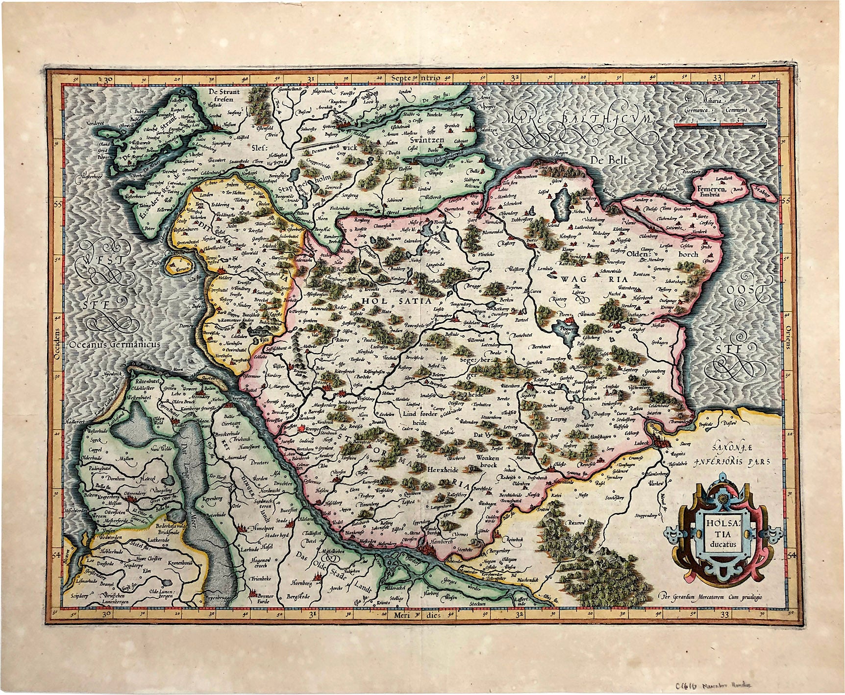 Holstein in der Zeit um 1630 von Gerard Mercator