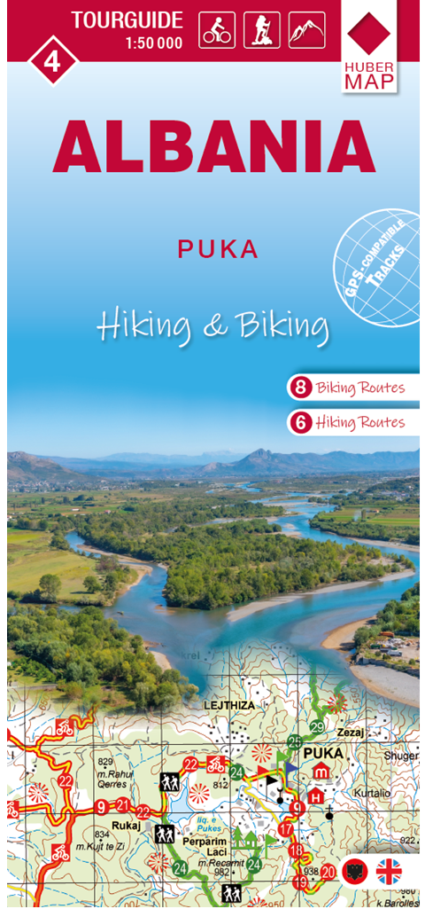 4 Puka - Wander & Radwanderkarte Albanien