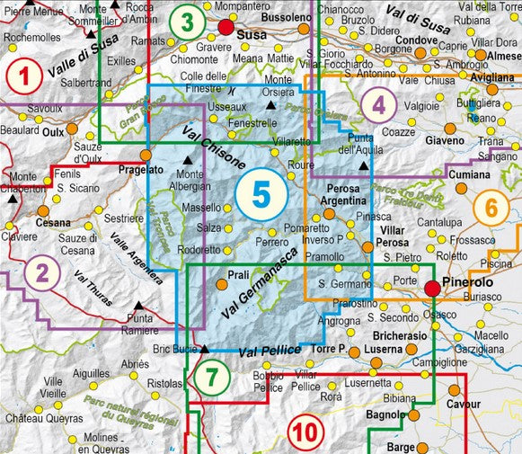 Piemont 1:25.000 topographische Wanderkarten Fraternali