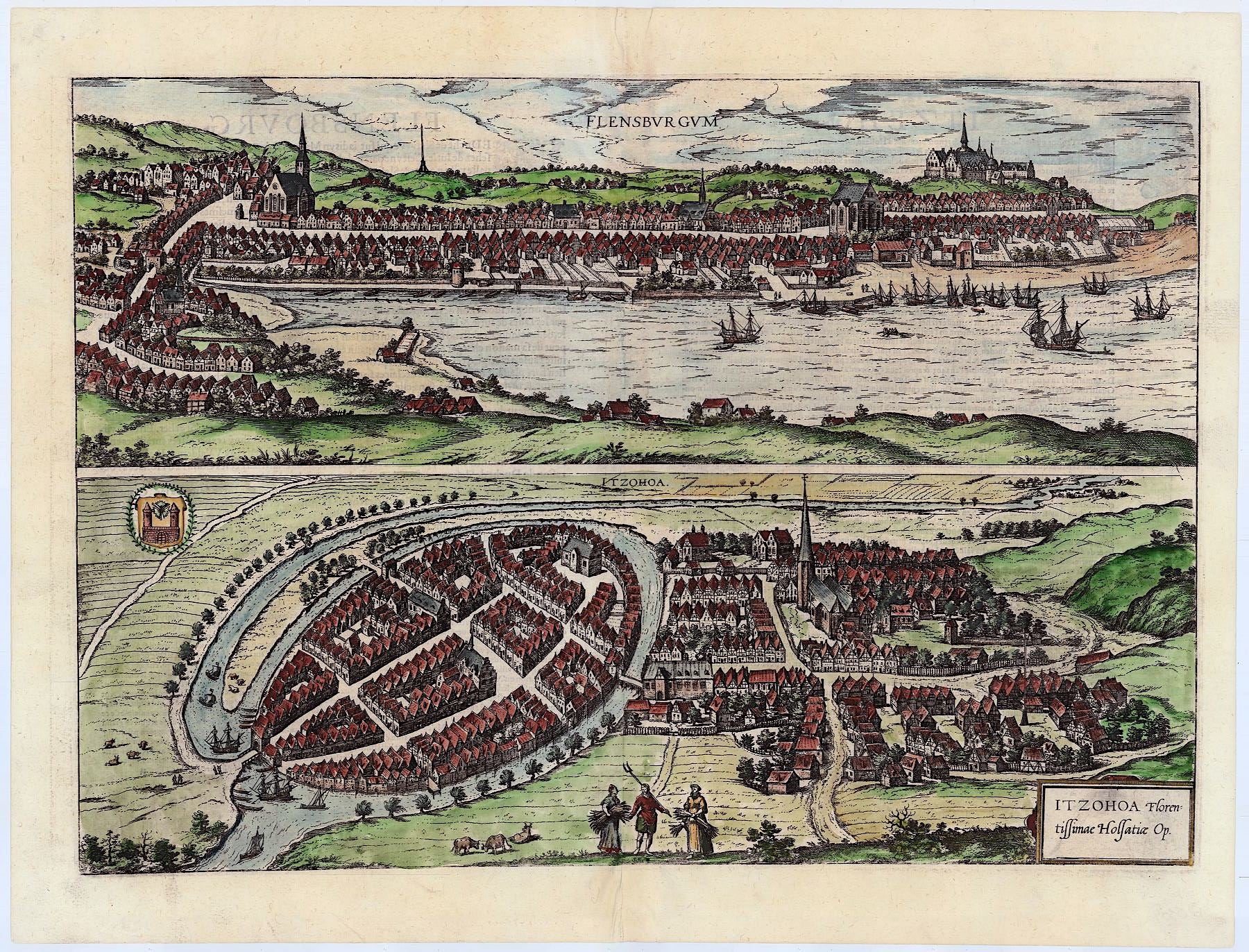 Flensburg in der Zeit um 1588 von Georg Braun & Frans Hogenberg