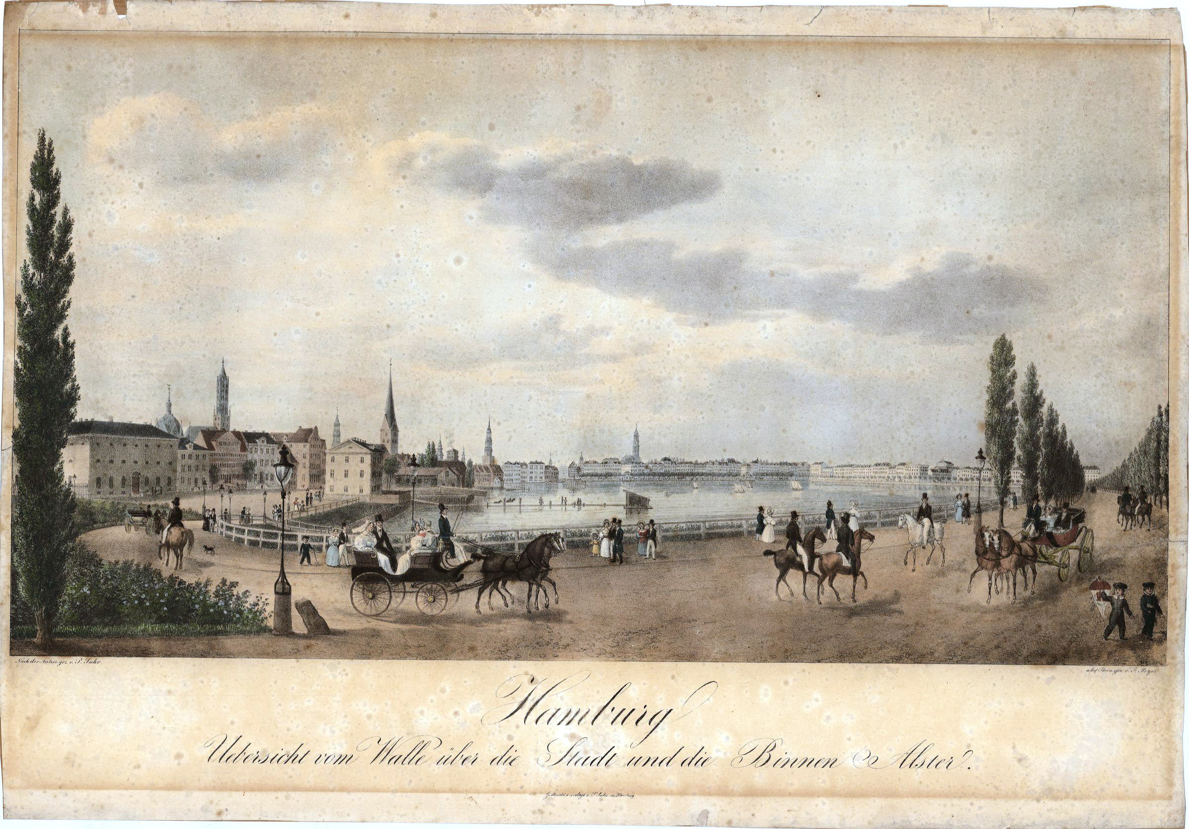 Panorama aus Hamburg im Jahr 1834 von Peter Suhr