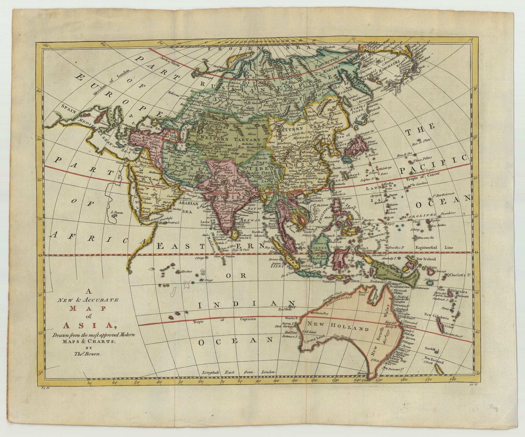 Asien im Jahr 1780 von Thomas Bowen
