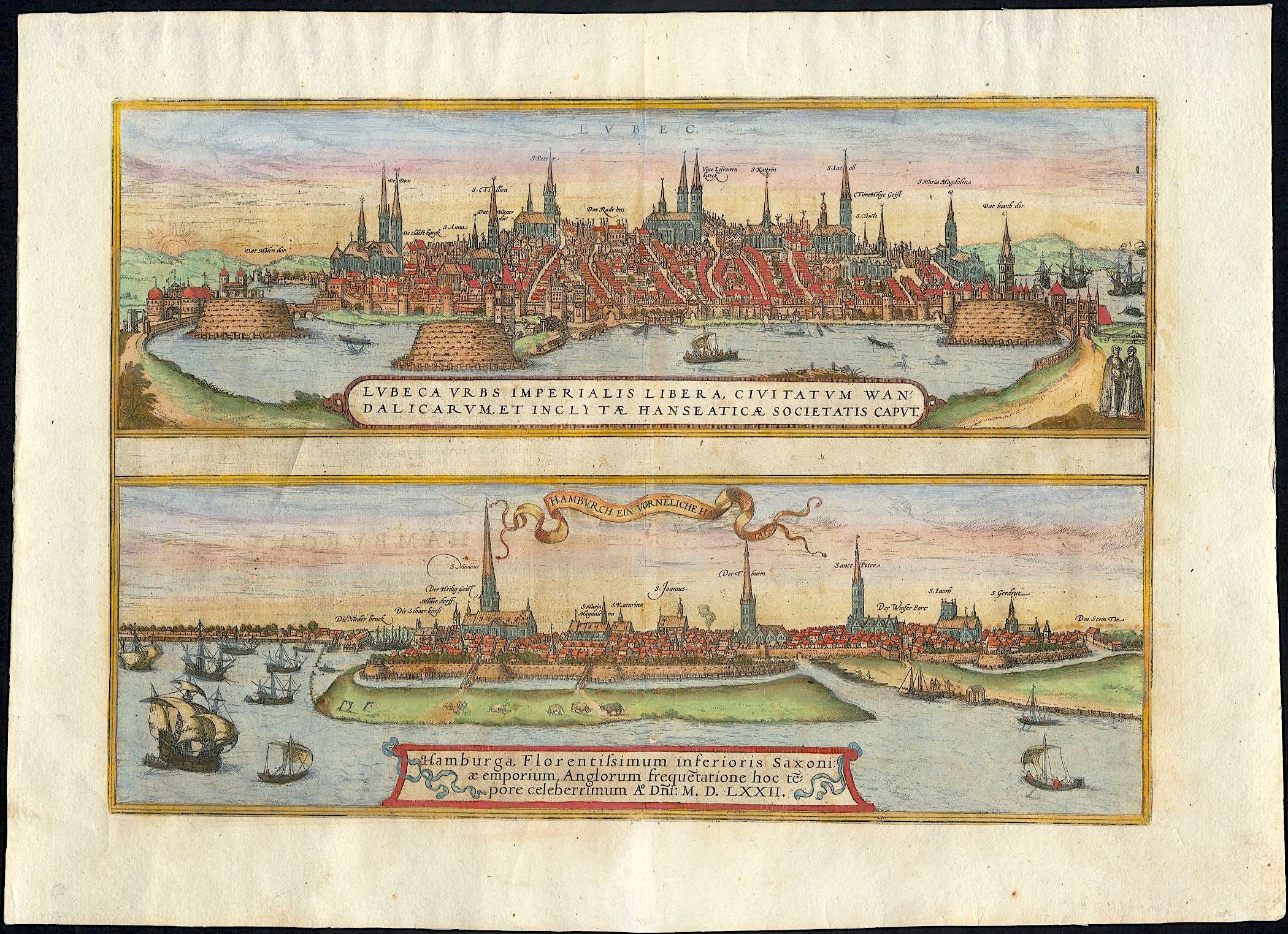 Hamburg um das Jahr 1575 von Georg Braun & Frans Hogenberg