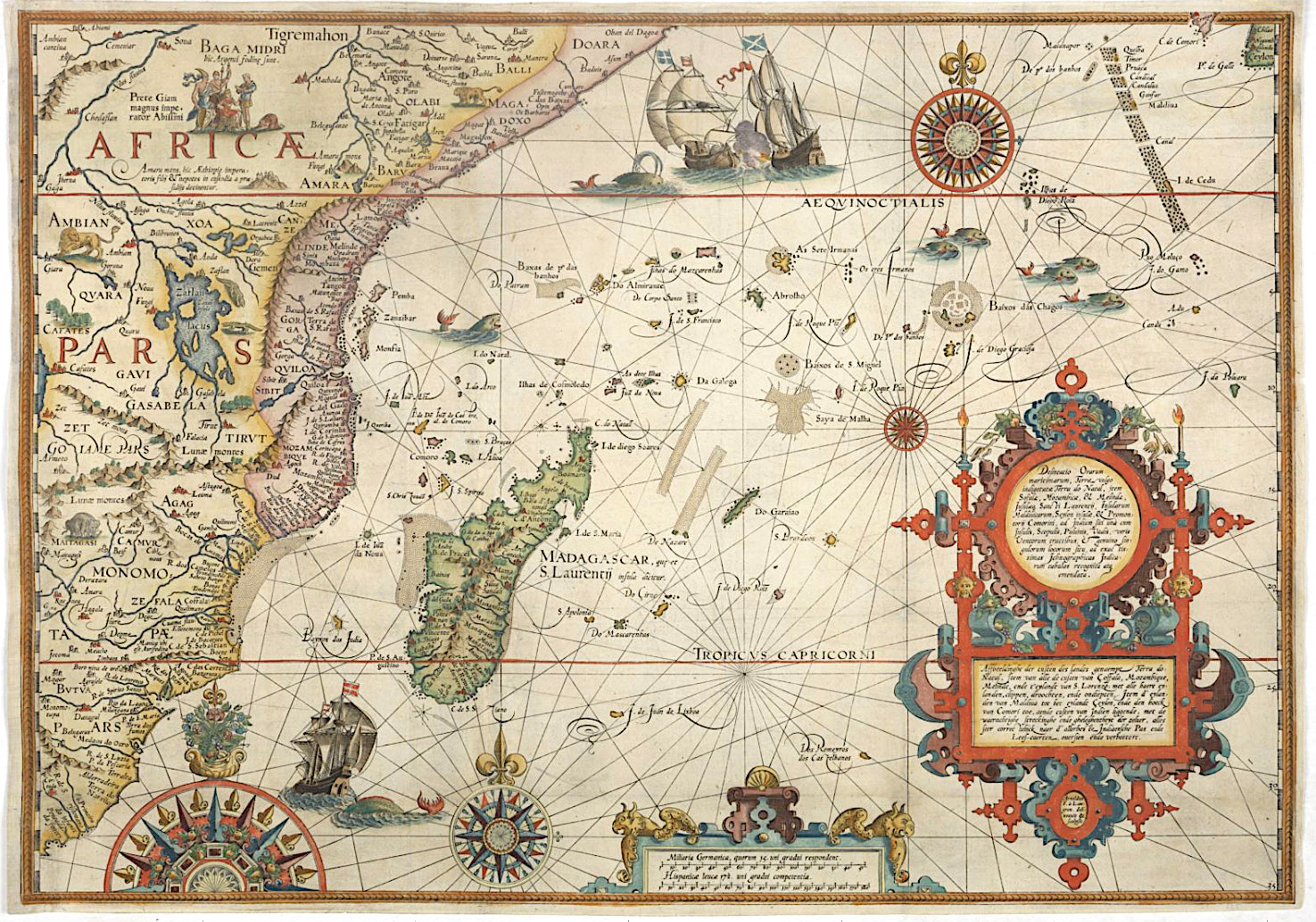 Afrika im Jahr 1598 von Jan Huygen van Linschoten & Hendrik Floris van  Langren