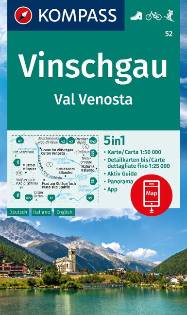 52 Vinschgau / Val Venosta 1:50.000 - Kompass Wanderkarte