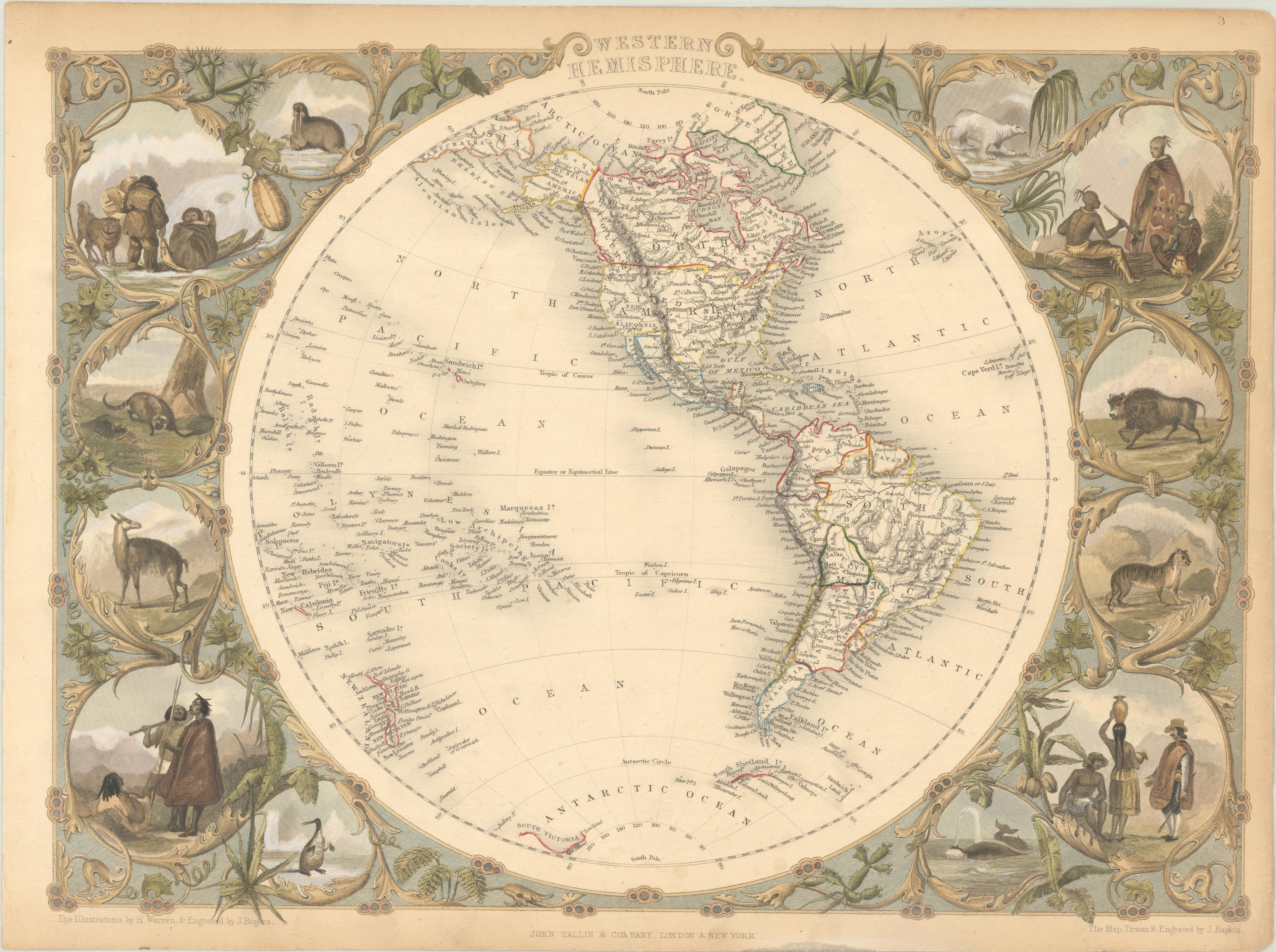 Westliche Hemisphäre im Jahr 1851