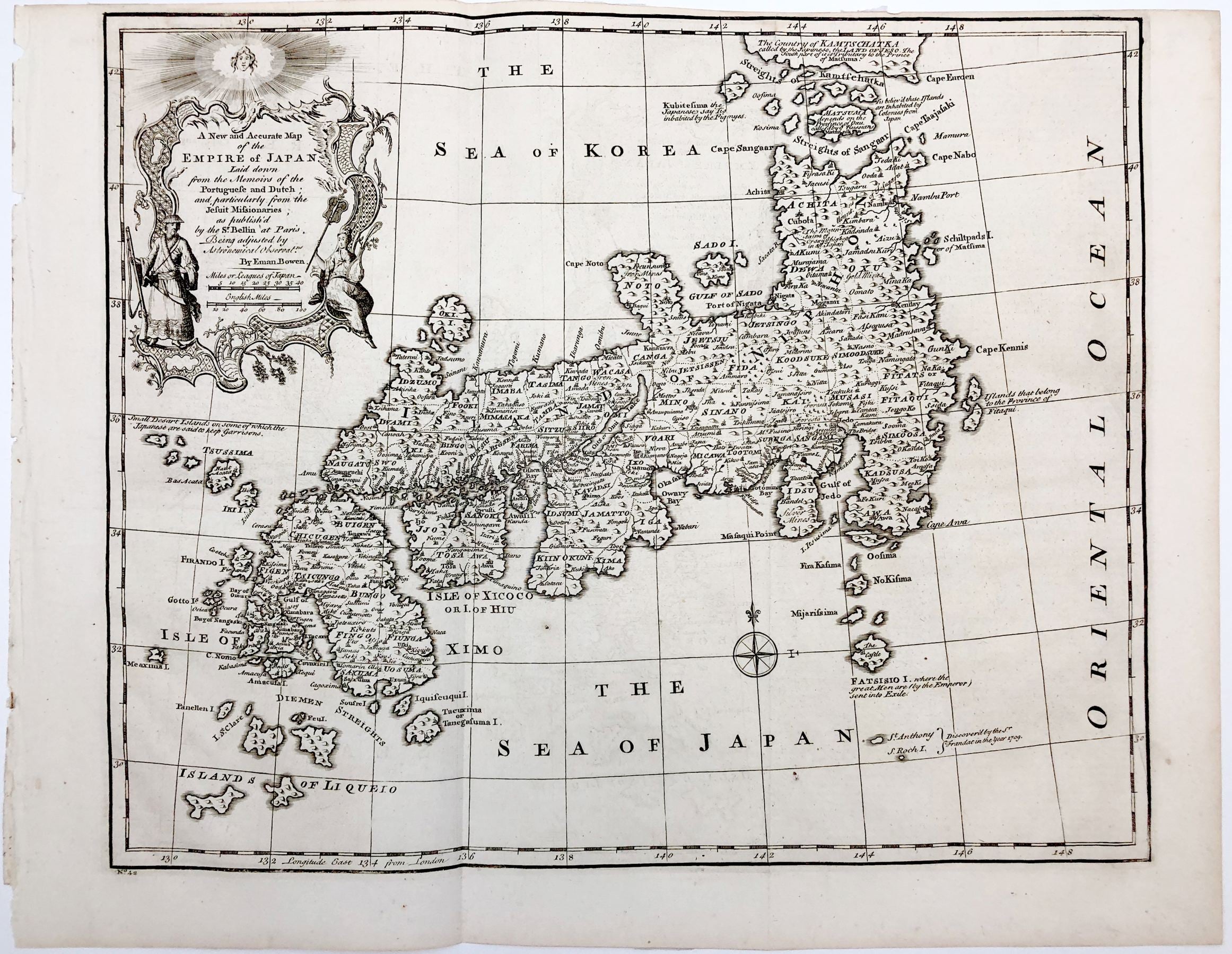 Japan im Jahr 1747 von Jaques Nicolas Bellin & Emanuel Bowen