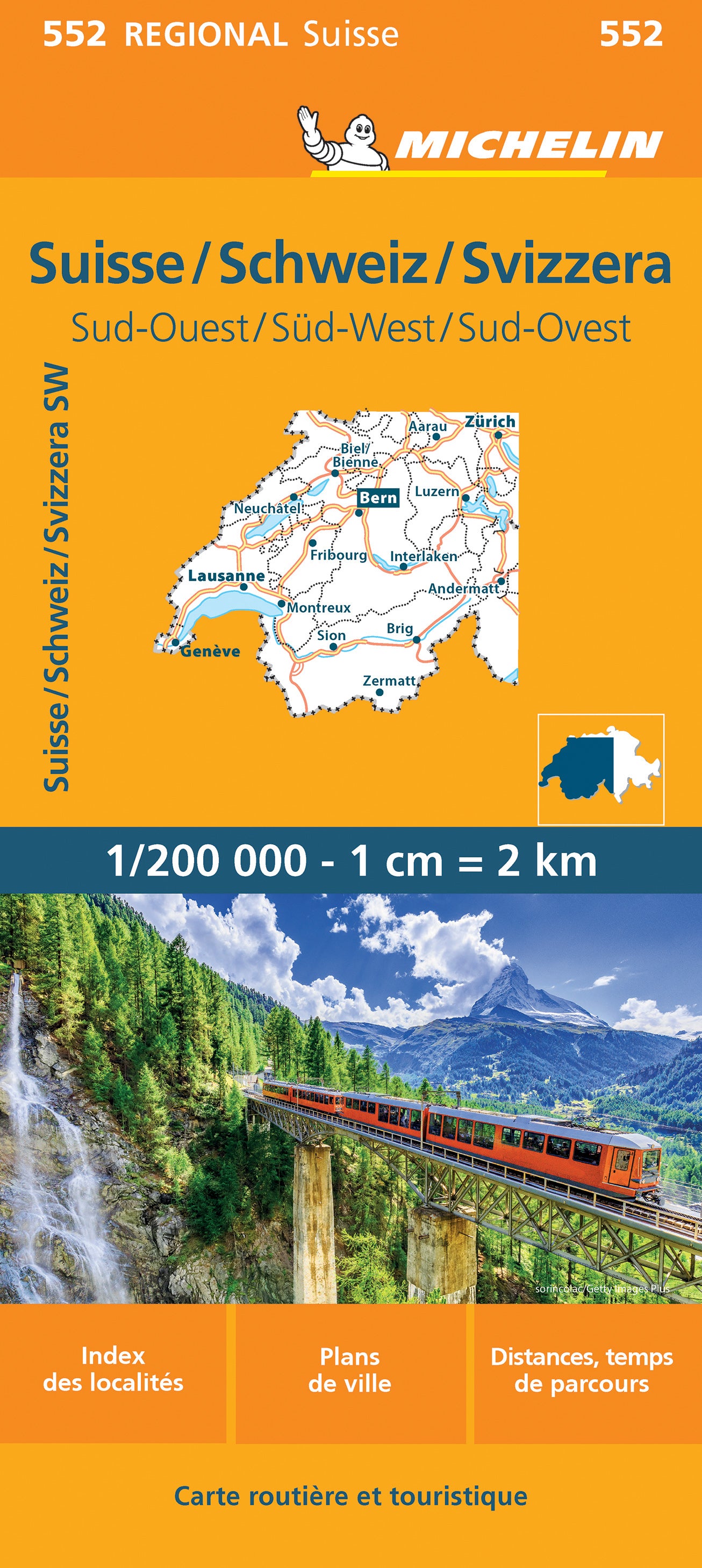 552 Schweiz Süd-West 1:200.000 Michelin Regionalkarte