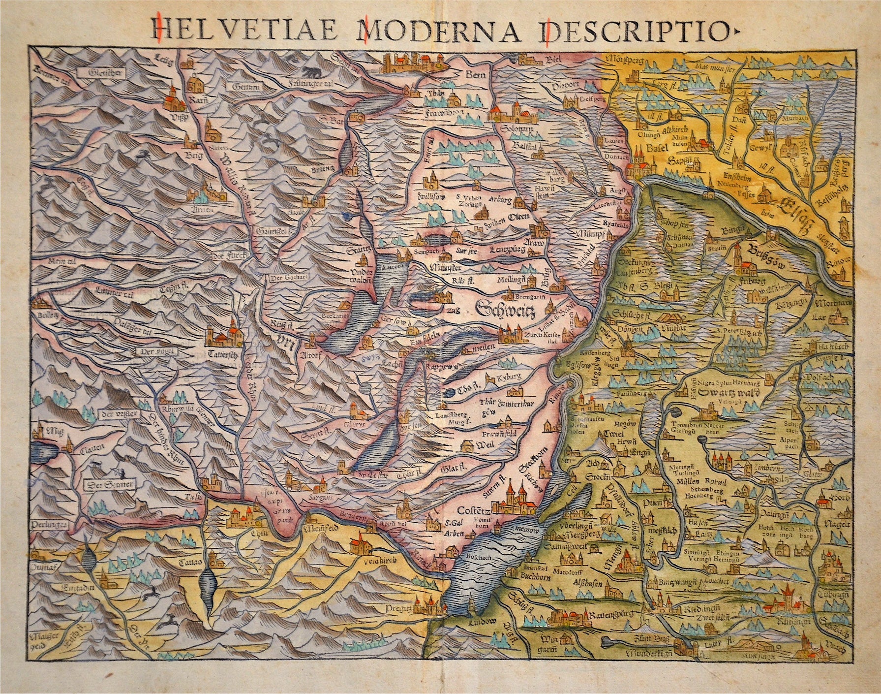 Schweiz im Jahr 1550 von Sebastian Münster