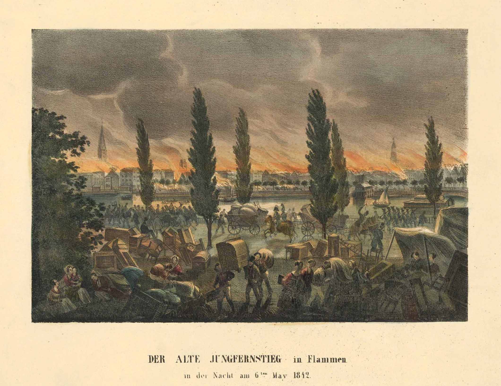 Ansicht von Hamburg & Alster um das Jahr 1842 von Carl Friedrich Fuchs