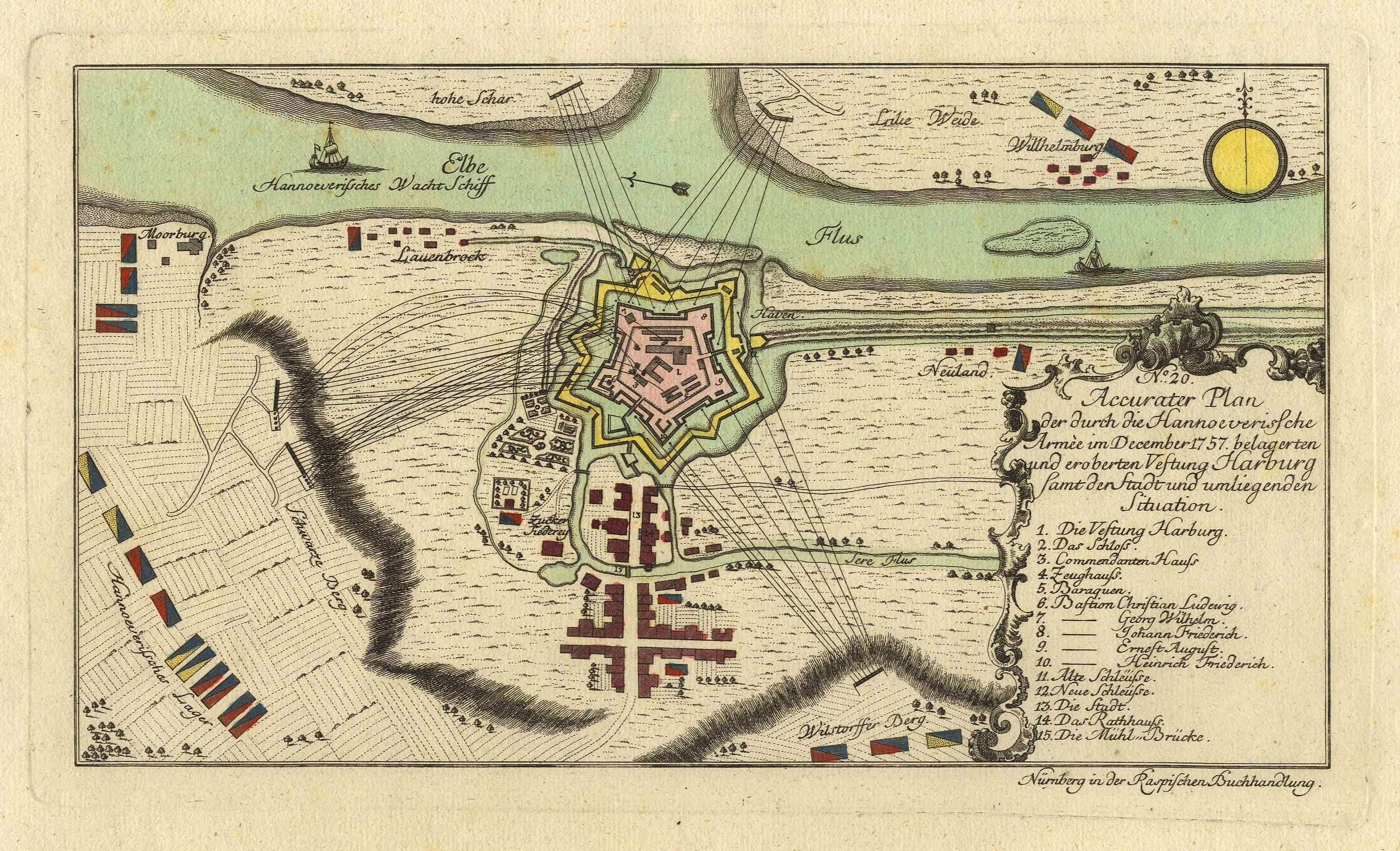 Hamburg-Harburg im Jahr 1757 von Gabriel Nikolaus Raspe