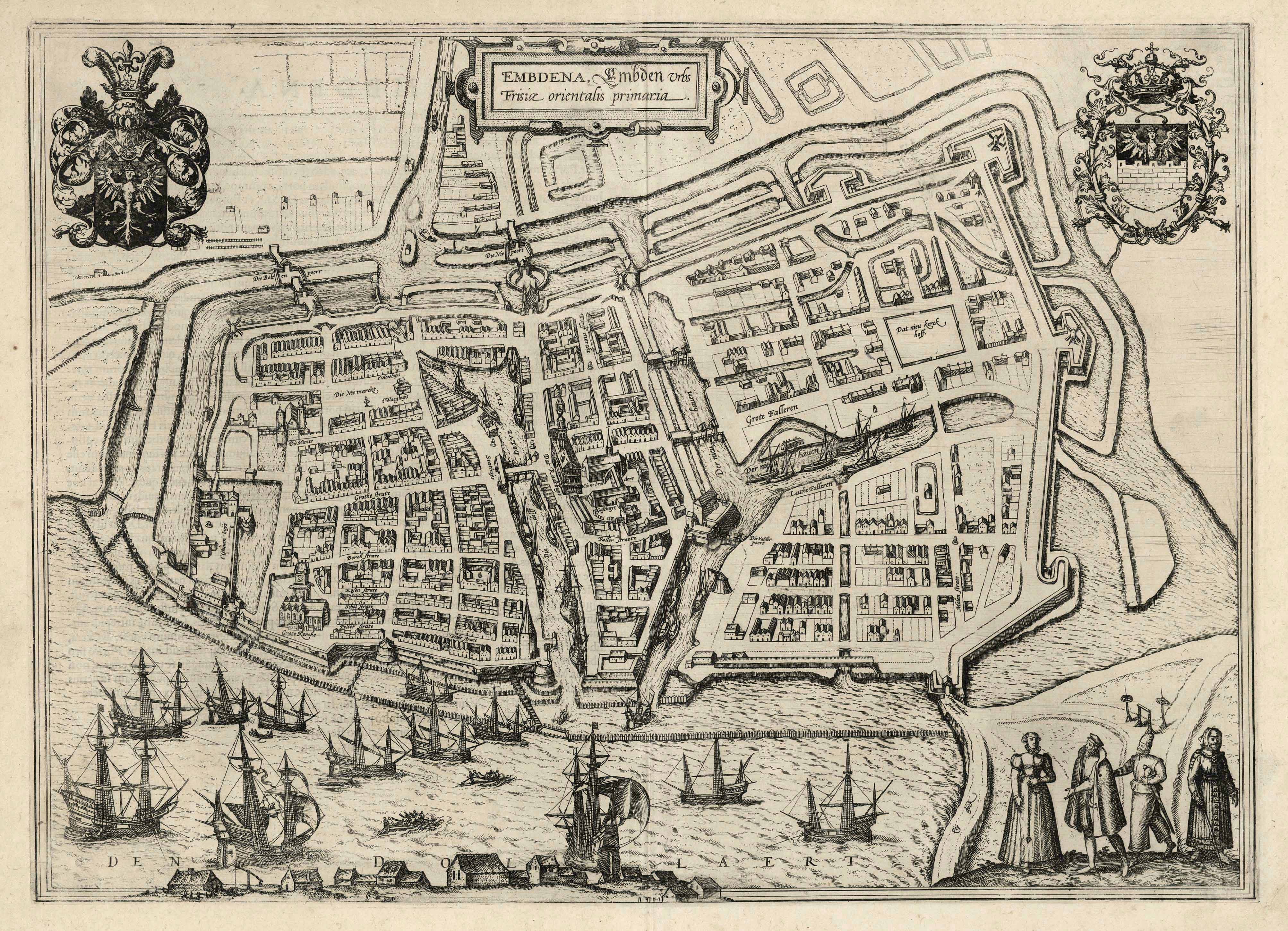 Emden im Jahr 1575 von Georg Braun & Frans Hogenberg