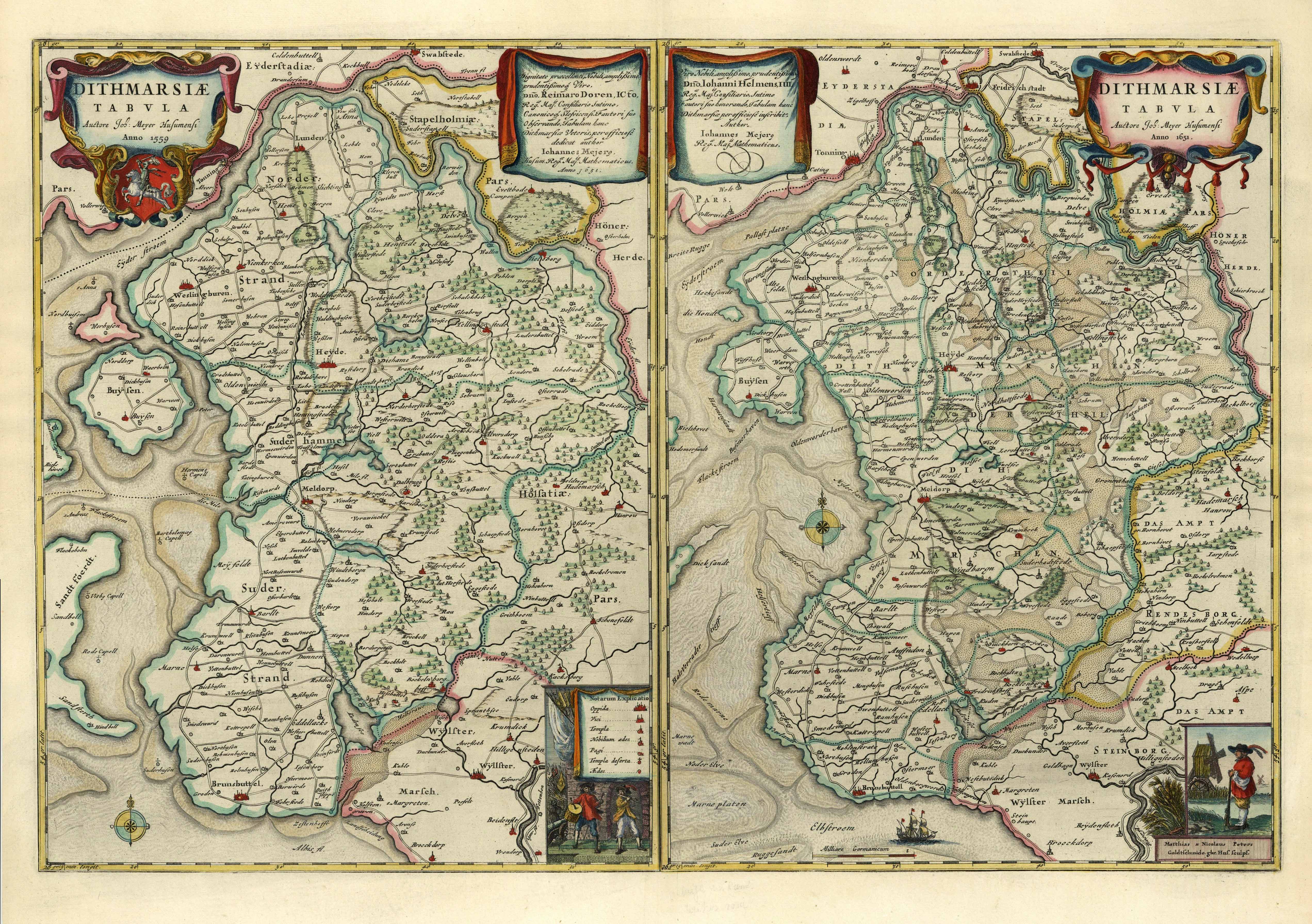 Dithmarschen im Jahr 1662 von Johannes Mejer & Joan Blaeu