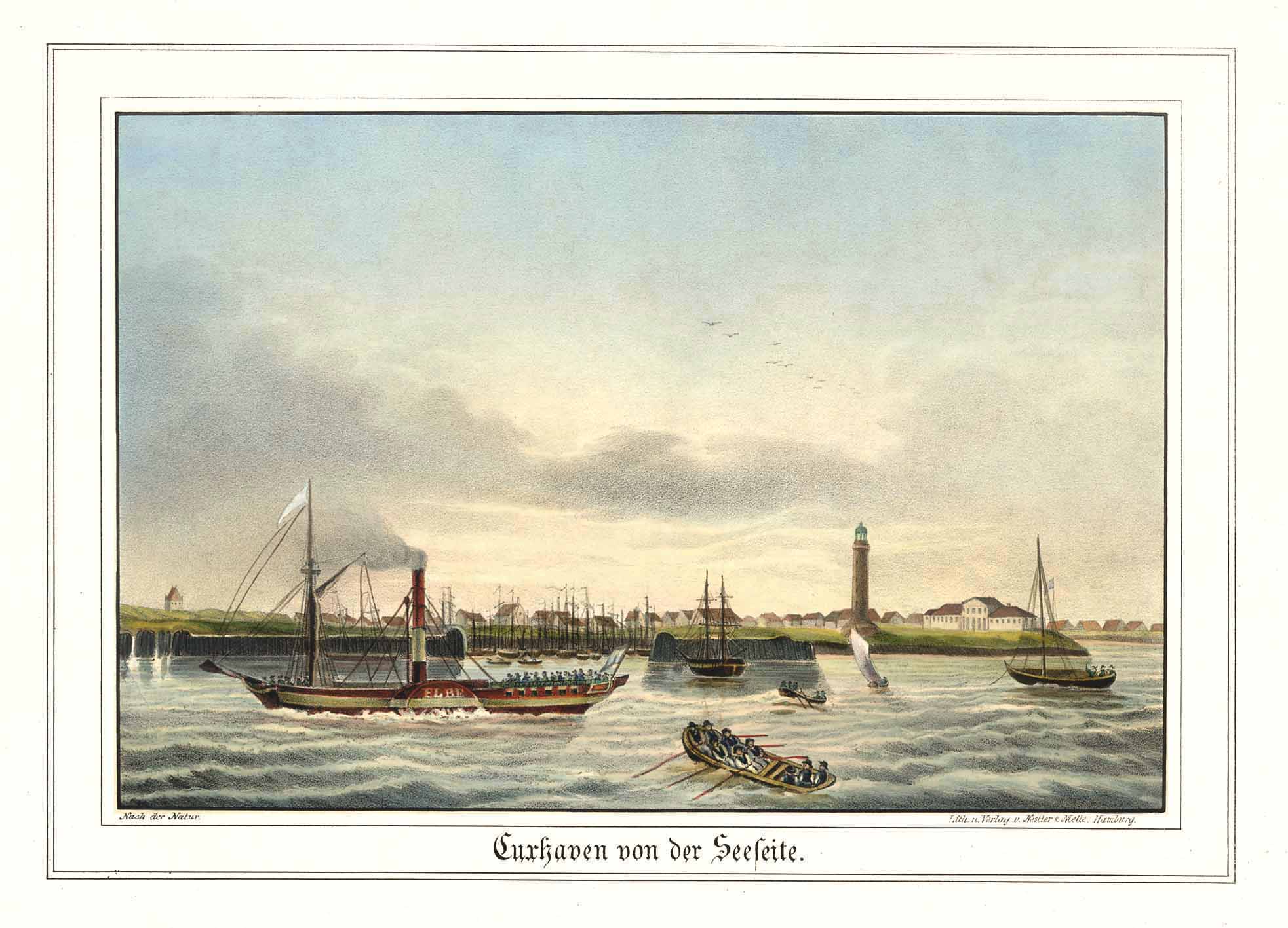 Ansicht von Cuxhaven um das Jahr 1830 vom Verlag F. H. Nestler & Melle