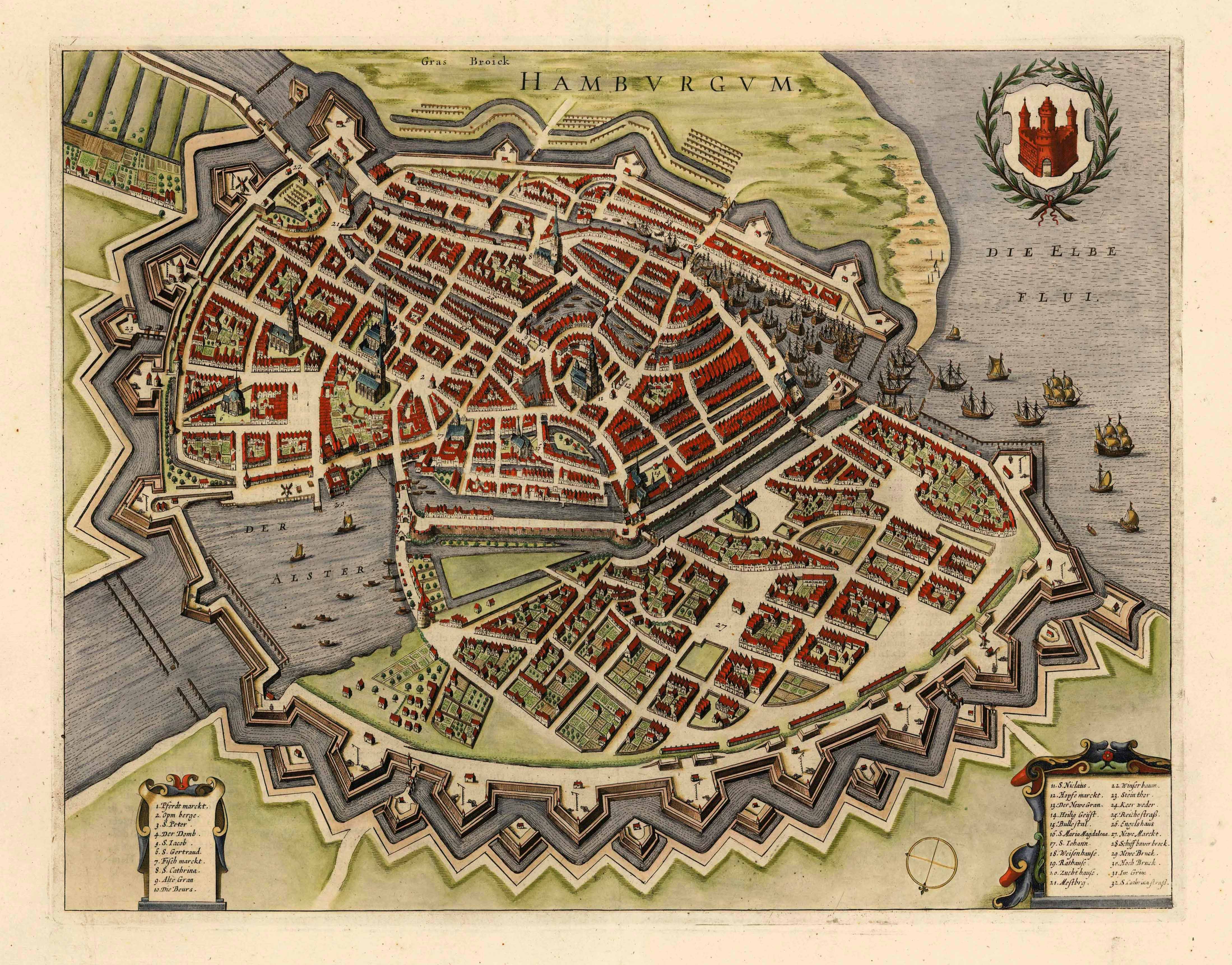 Hamburg im Jahr 1657 von Johannes Janssonius