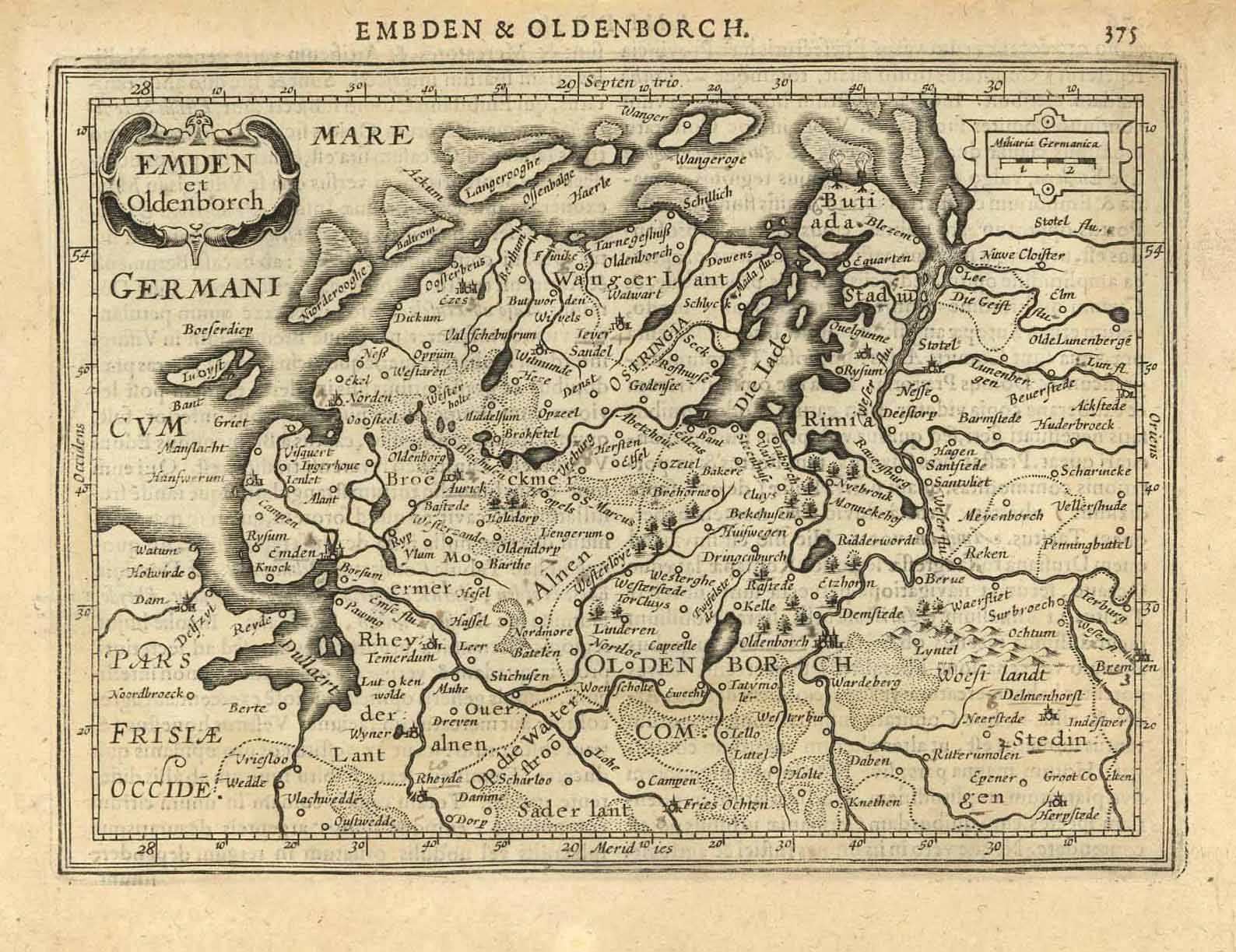 Nordseeküste um das Jahr 1628 von Jan Janssonius & Gerard Mercator