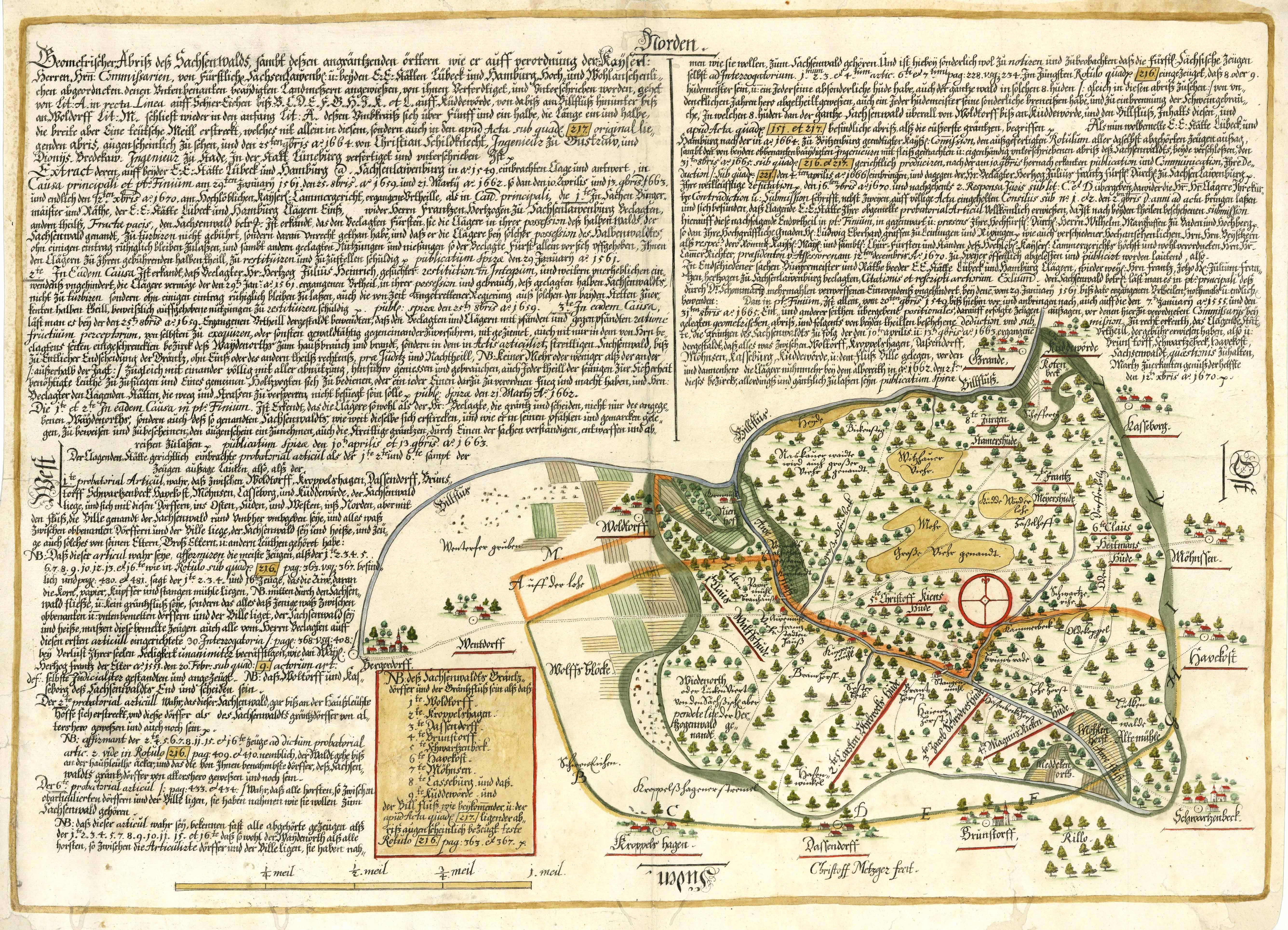 Sachsenwald im Jahr 1671 von Christian Schilderknecht & Dionys Bredekow