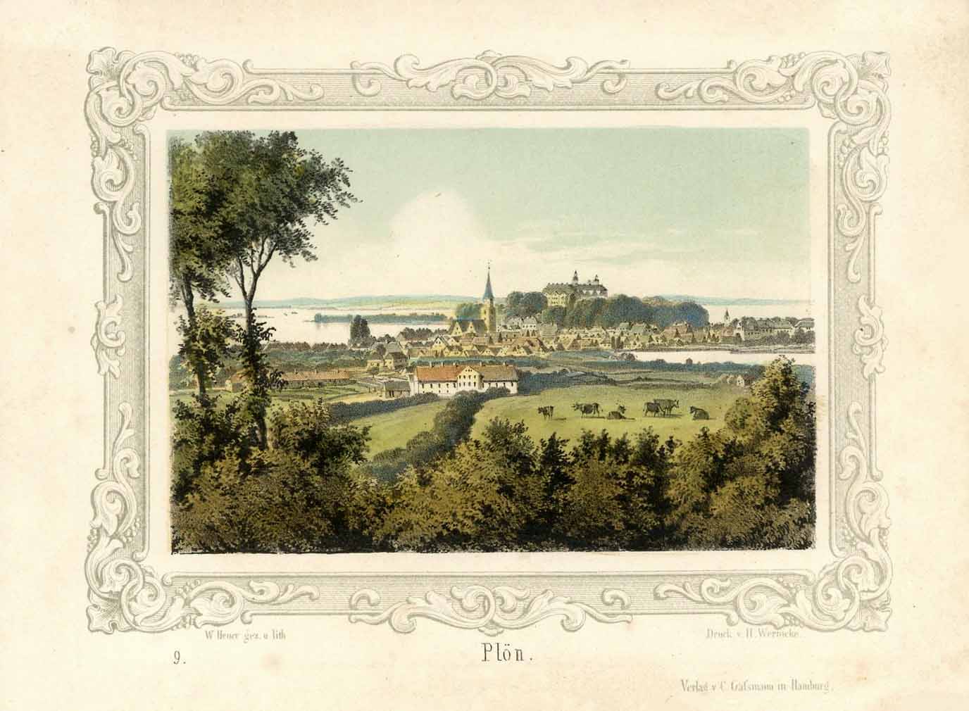 Ansicht von Plön im Jahr 1867 von Christian Ludwig Wilhelm Heuer