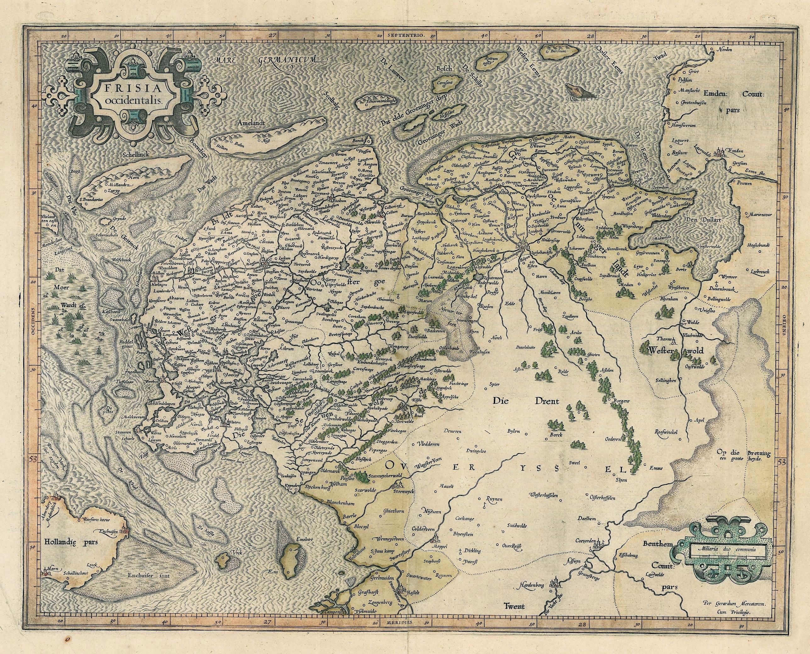 Friesland im Jahr 1607 von Gerard Mercator