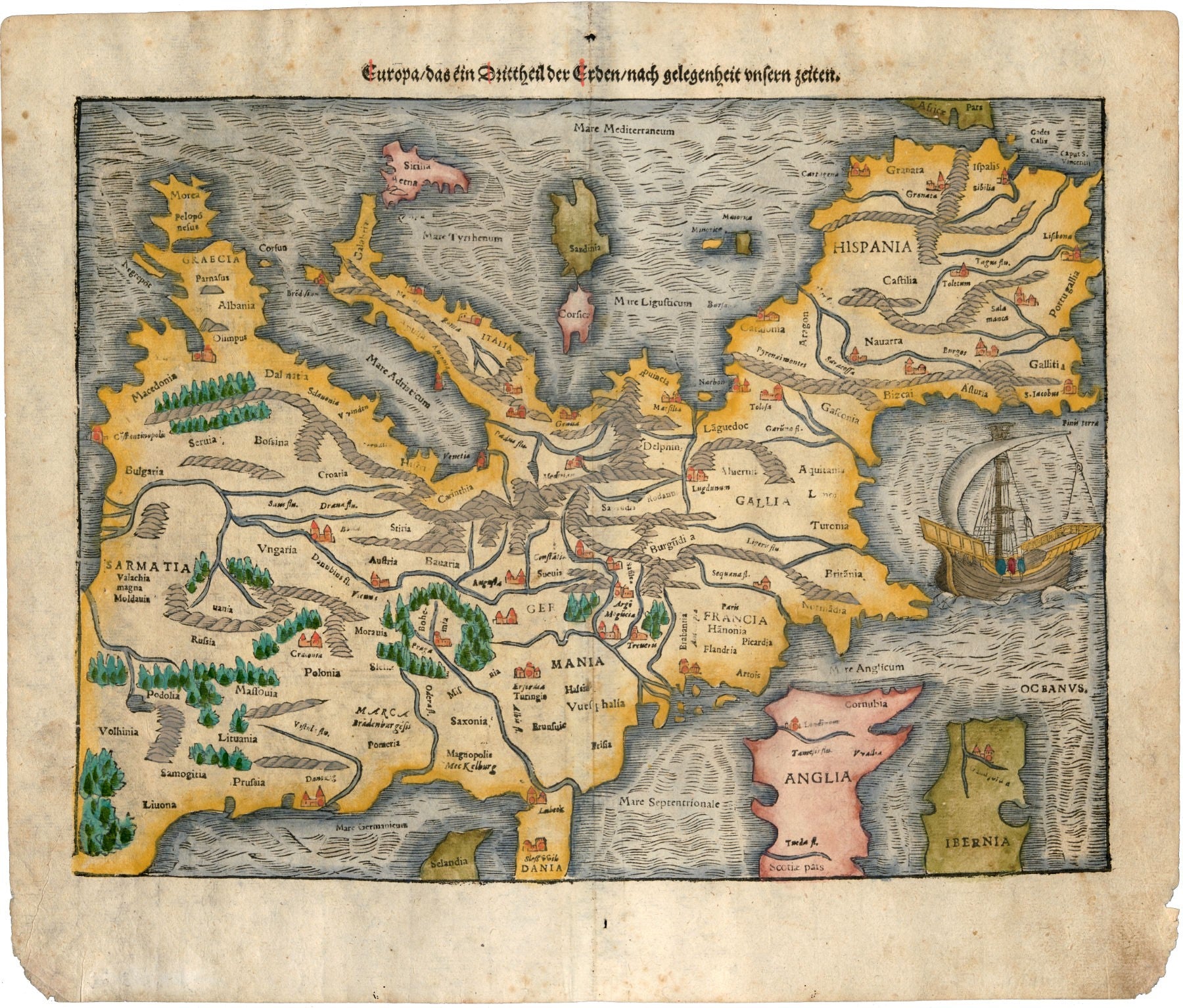 Europa im Jahr 1578 von Sebastian Münster & Heinrich Petri