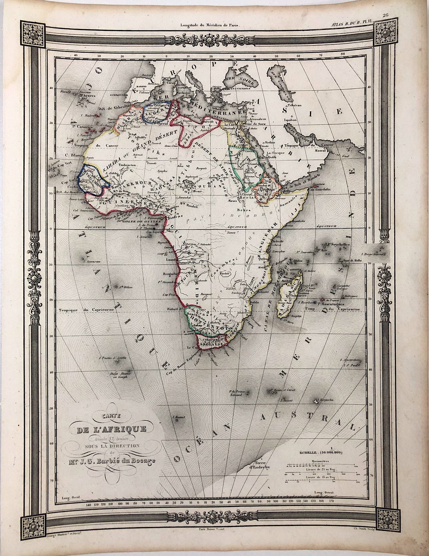 Afrika im Jahr 1852 von Jean Guillaume Barié de Bocage