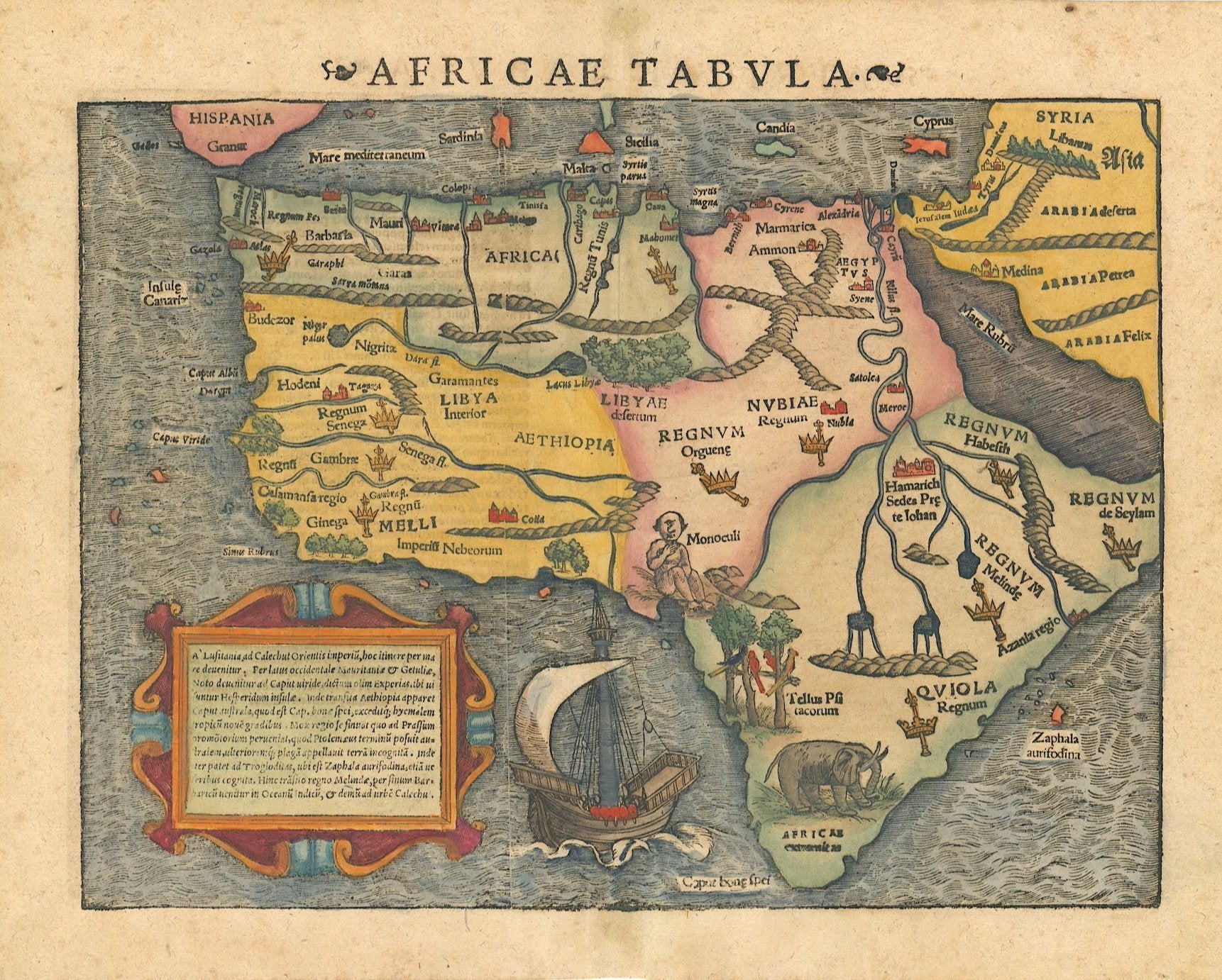 Afrika im Jahr 1572 von Sebastian Münster