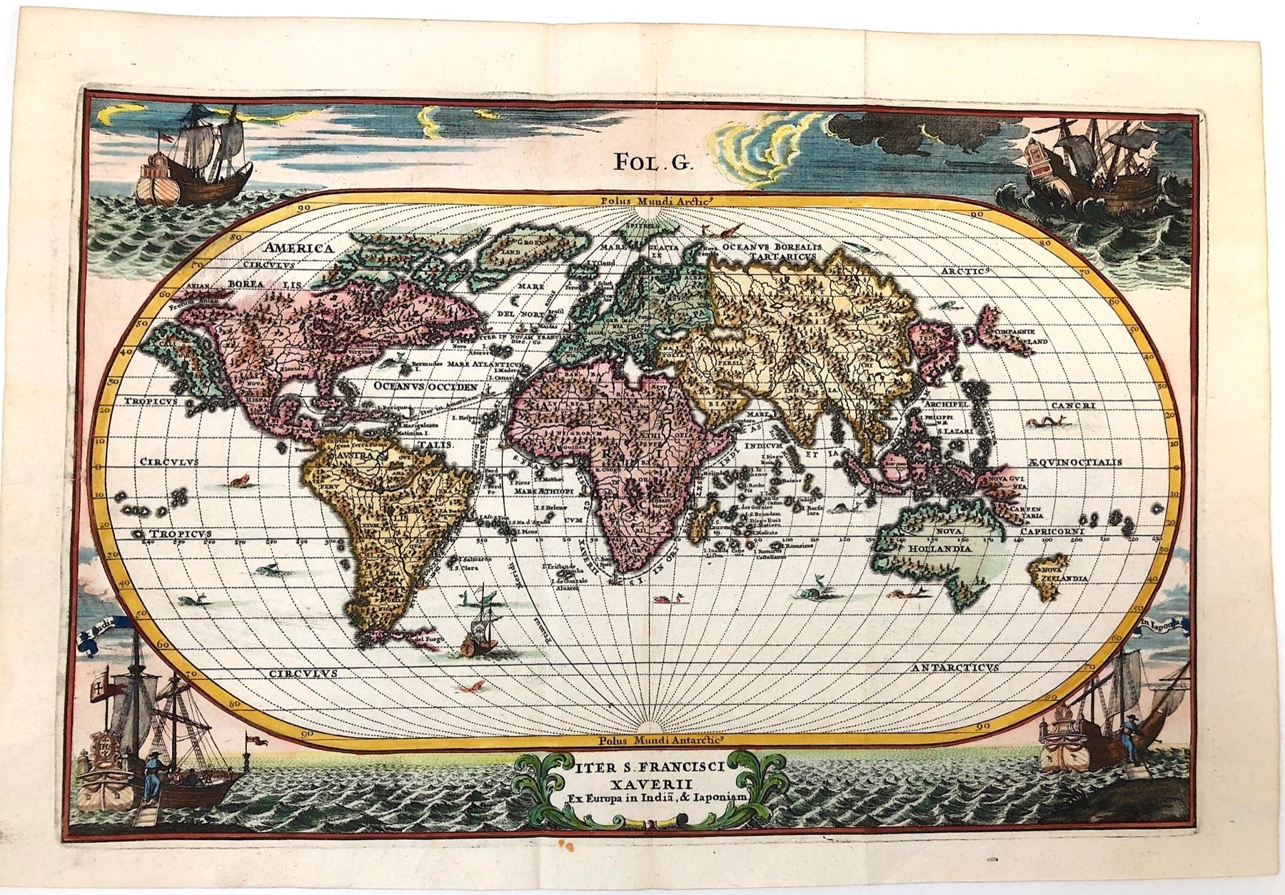 Weltkarte in der Zeit um 1710 von Heinrich Scherer