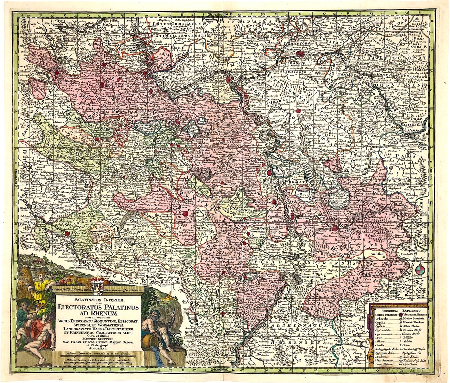 Der Rheinlauf und die Pfalz im Jahr 1725