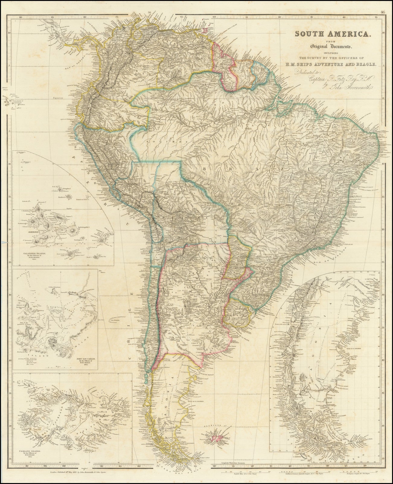 Südamerika Im Jahr 1839