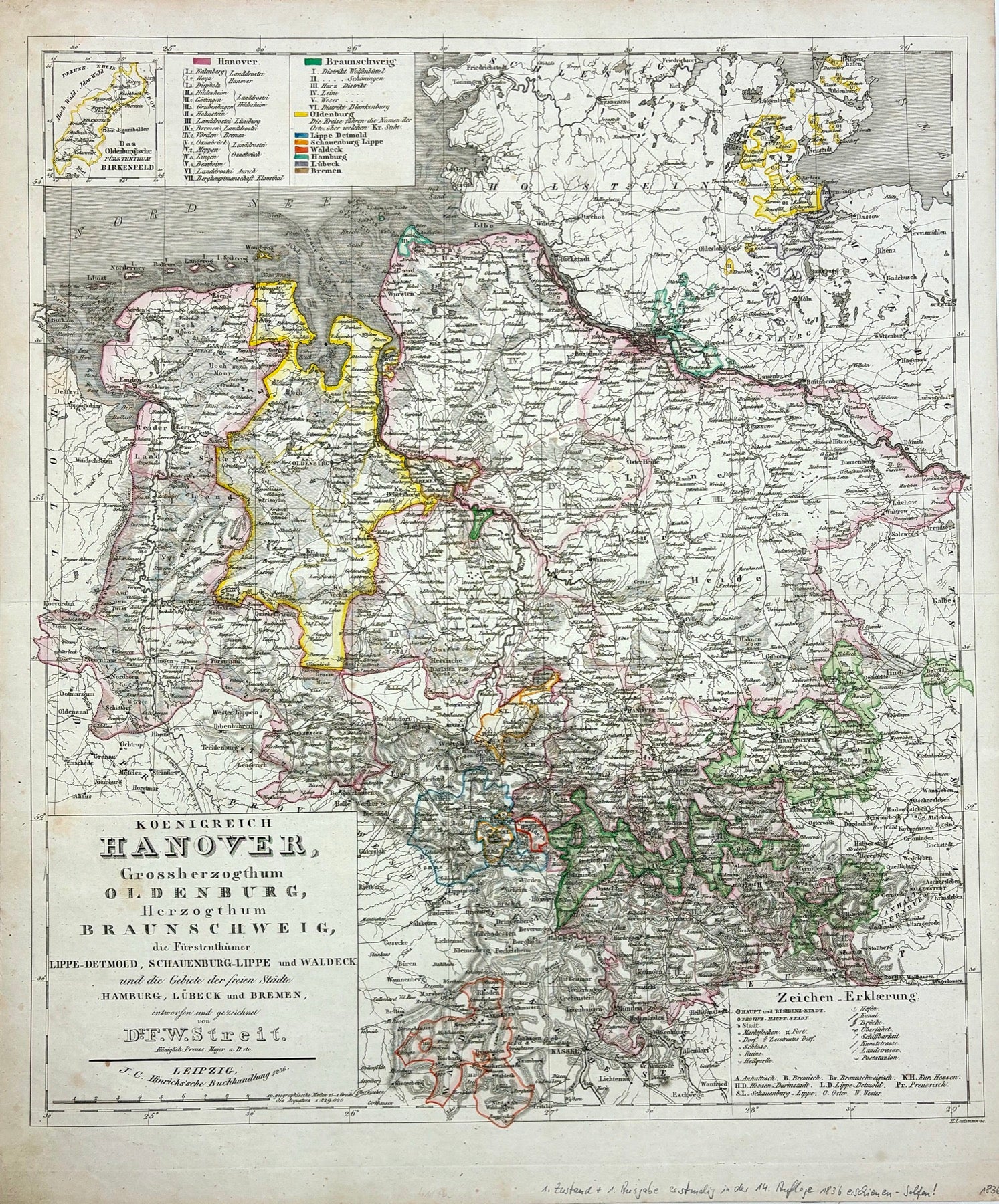 Hannover, Niedersachsen und Schaumburg-Lippe im Jahr 1836