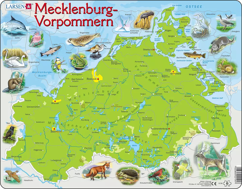 Mecklenburg-Vorpommern Physisch - Larsen Puzzle
