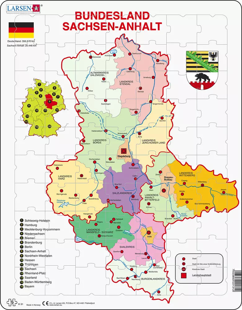 Sachsen-Anhalt Politisch - Larsen Puzzle