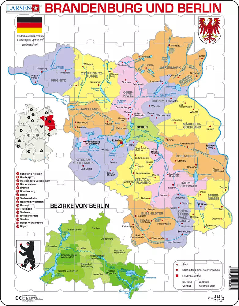 Berlin und Brandenburg Politisch - Larsen Puzzle