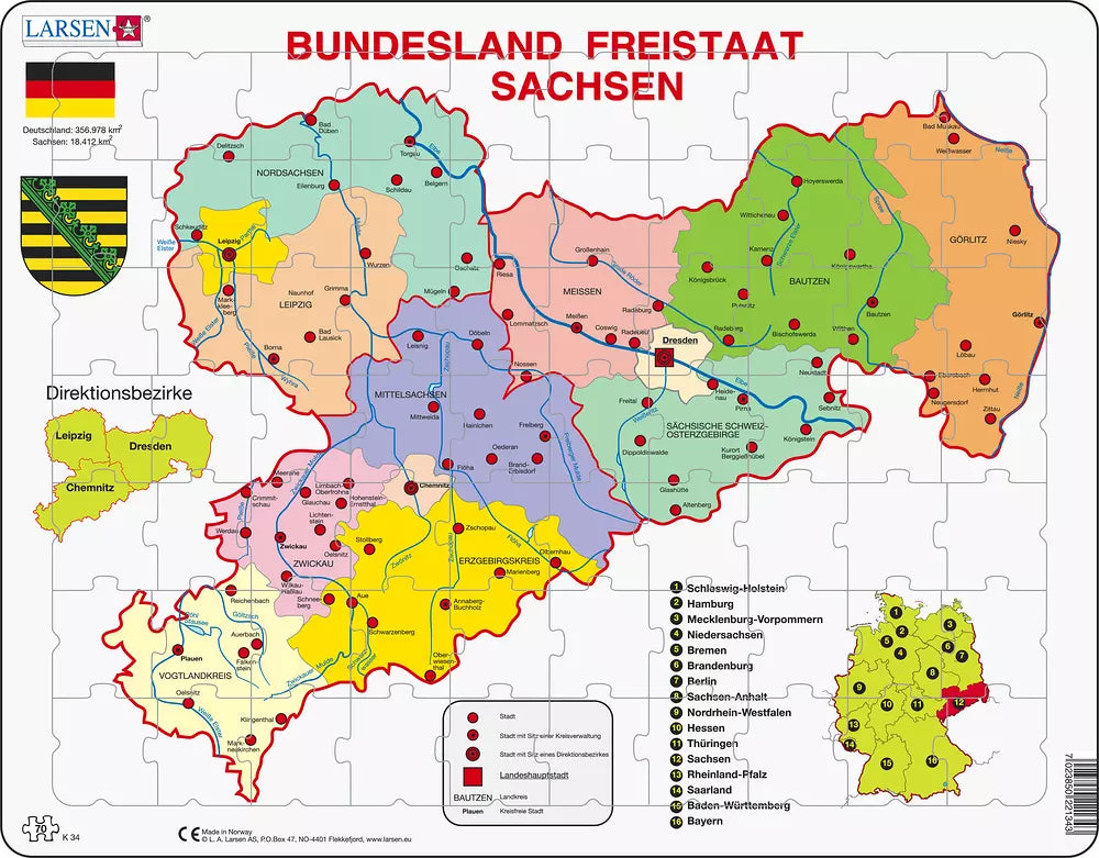 Sachsen Politisch - Larsen Puzzle