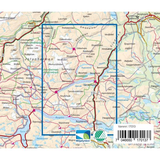 Jotunheimen Aust 1:50.000 - Turkart Pro Wanderkarte
