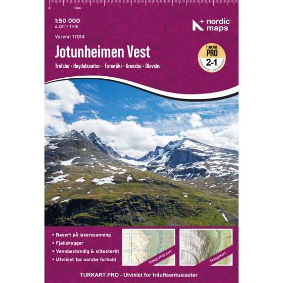 Jotunheimen Vest 1:50.000 - Turkart Pro Wanderkarte