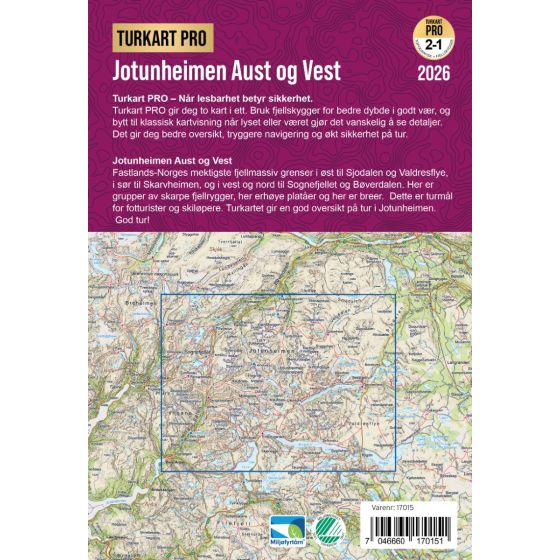 Jotunheimen Aust og Vest 1:50.000 - Turkart Pro Wanderkarte