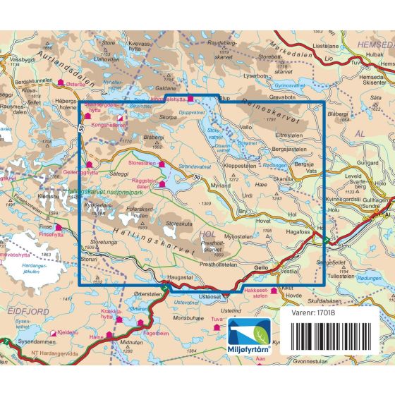 Hallingskarvet 1:50.000 - Turkart Pro Wanderkarte