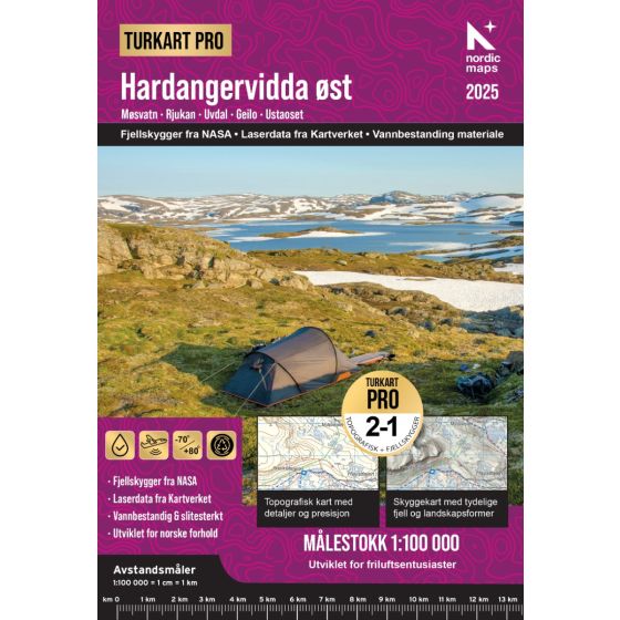 Hardangervidda Øst 1:100.000 - Turkart Pro Wanderkarte