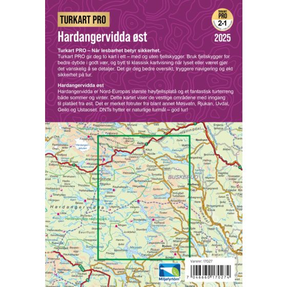 Hardangervidda Øst 1:100.000 - Turkart Pro Wanderkarte