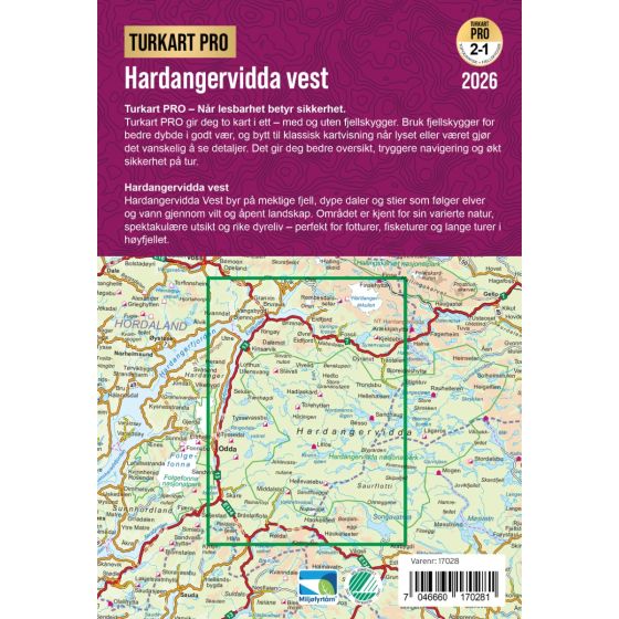 Hardangervidda Vest 1:100.000 - Turkart Pro Wanderkarte