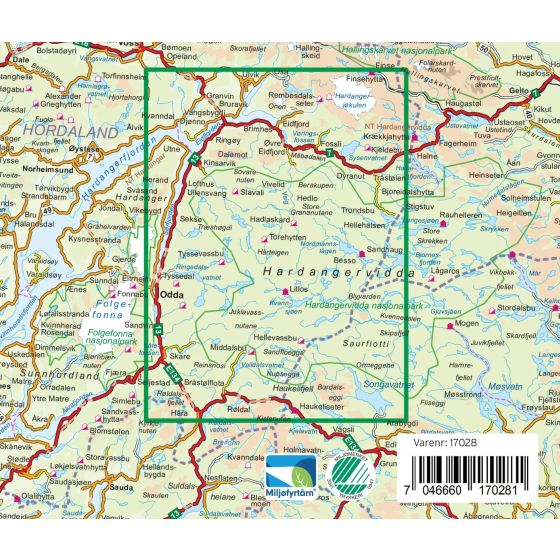 Hardangervidda Vest 1:100.000 - Turkart Pro Wanderkarte