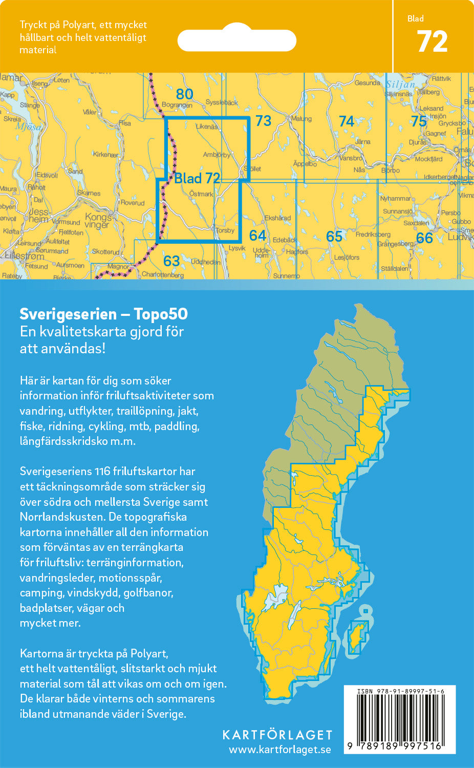 Schweden 1:50.000 Wanderkarten (72 Torsby - 116 Kalix) Sverigeserien