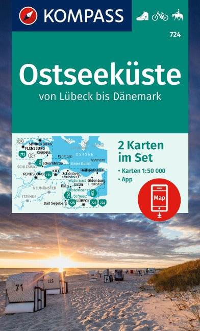 724 Ostseeküste Lübeck-Dänemark 1:50.000 - Kompass Wanderkartenset