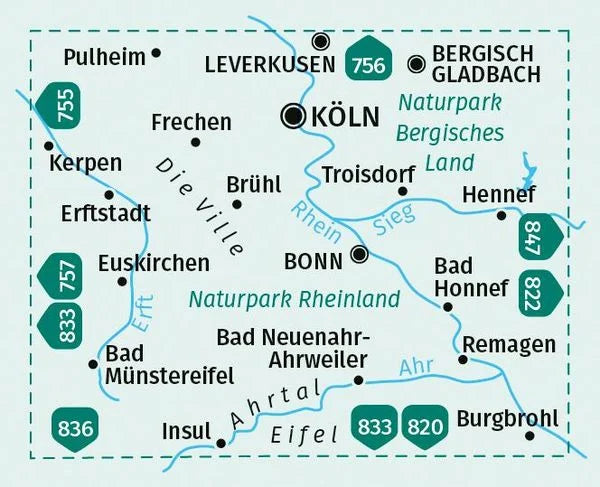 758 Köln, Brühl, Bonn, Ahrtal 1:50000 - Kompass Wanderkarte